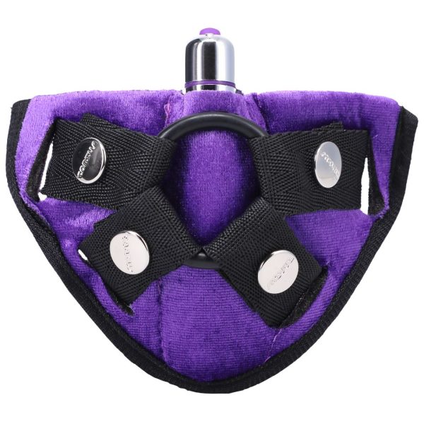 Bend Over Intermediate 2 Dildos + Vibrating Strap-on Harness - Purple on Sale - Image 2