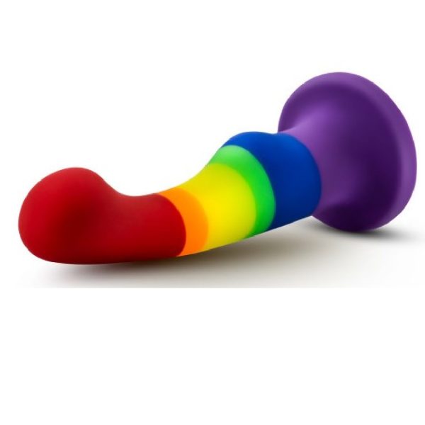 Pride 6 Inch Rainbow Striped Silicone Suction Cup Dildo Online now - Image 3