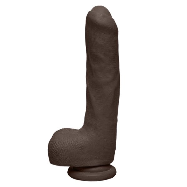 The D Uncut 9 Inch Ultraskyn Dildo with Balls - Chocolate For Cheap