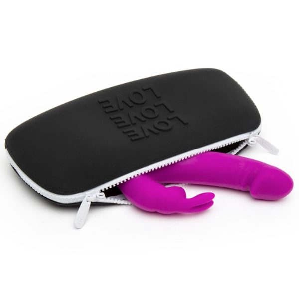 LOVE Medium Black Silicone Sex Toy Storage Case with Zipper Fashion
