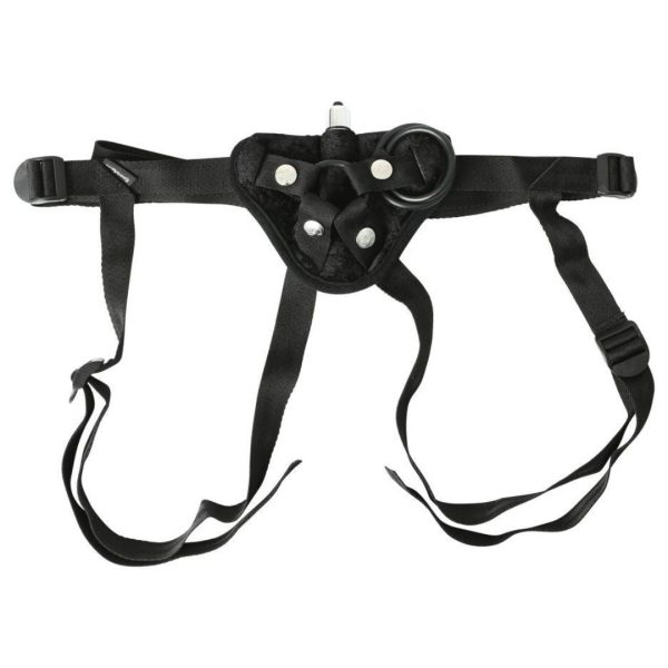 Black Velvet Sexy Strap-on Harness with Bullet Vibrator & 3 O-rings Online Hot Sale - Image 2